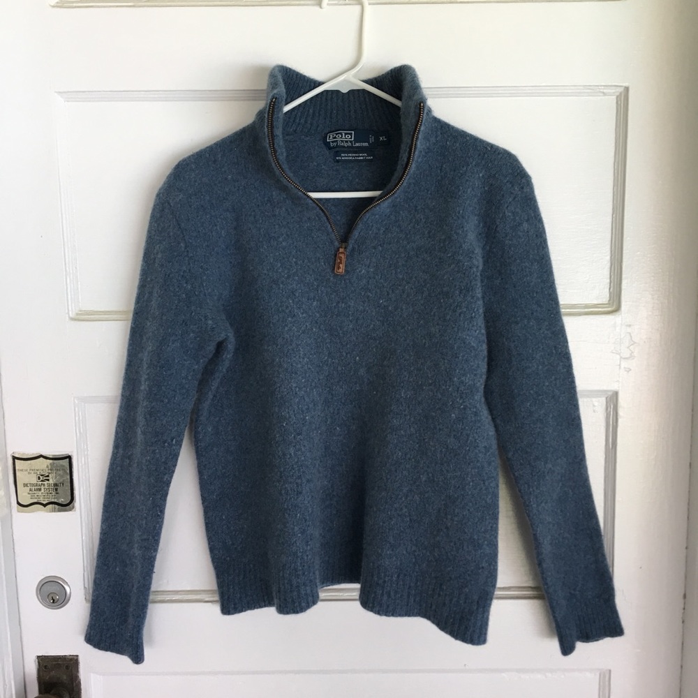Boys Ralph Lauren wool pullover zip up blue polo M